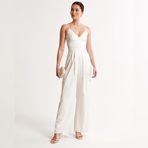 Abercrombie white satin jumpsuit